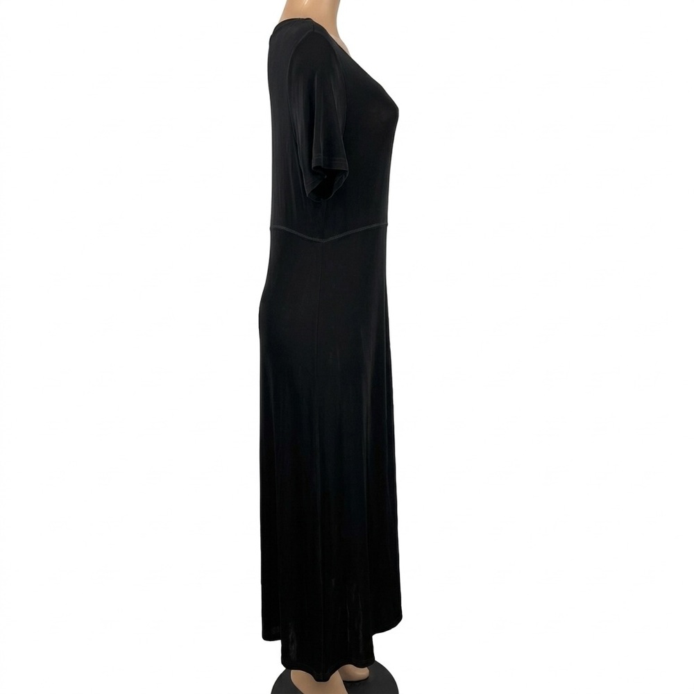 Travel Smith Women’s Sz XL Black Short Sleeve Maxi Dress Slinky Stretchy Comfort - Picture 2 of 11